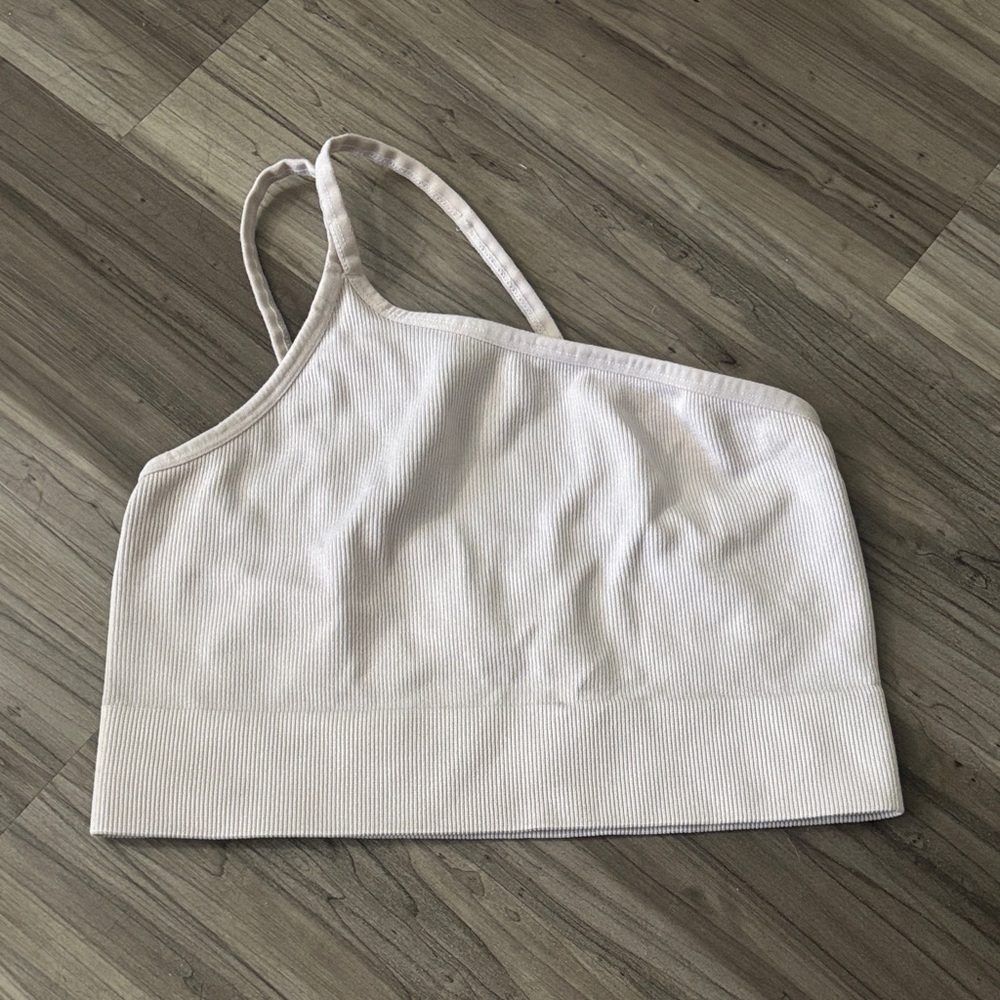 Cream Ribbed Crop Top